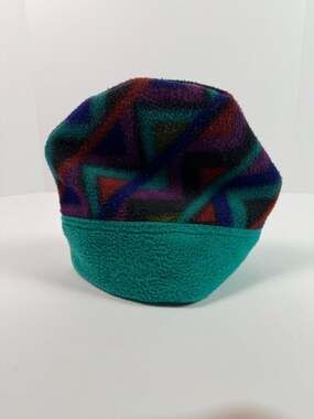 Vintage Polarplus by Malden Fleece Beanie Geometric Multi-Color Made in USA S/M